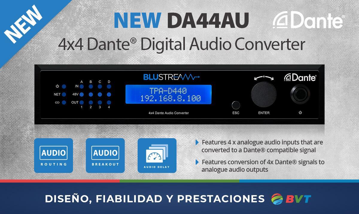 DA44AU Convertidor de audio digital Dante® de 4x4